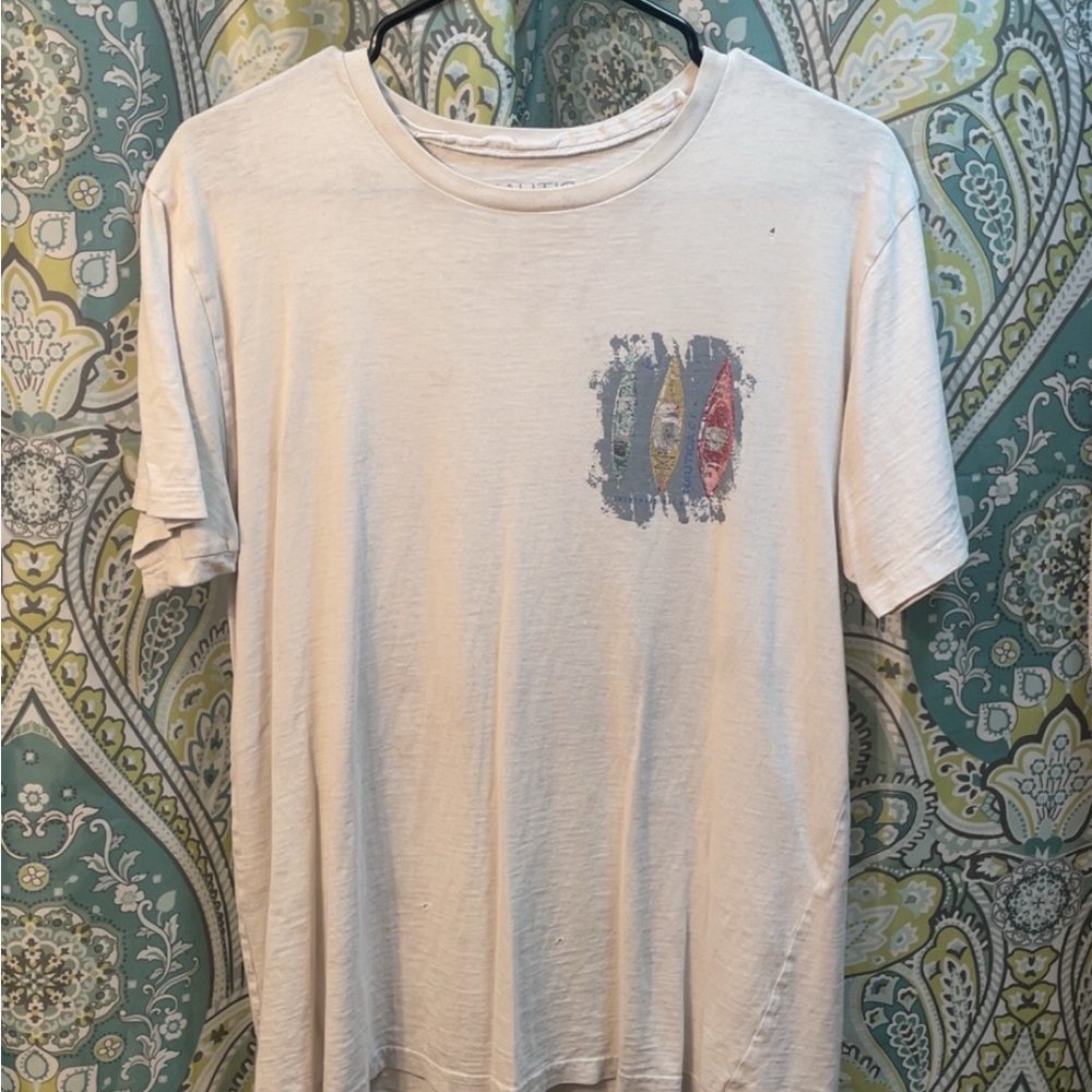 Nautica White Short Sleeve Tee with Graphic Design